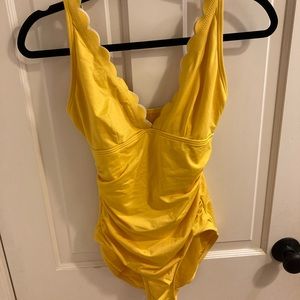 M Kate Spade scallop swimsuit with white detail